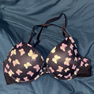 Victoria's Secret Black Bra with Pink Butterfly Design